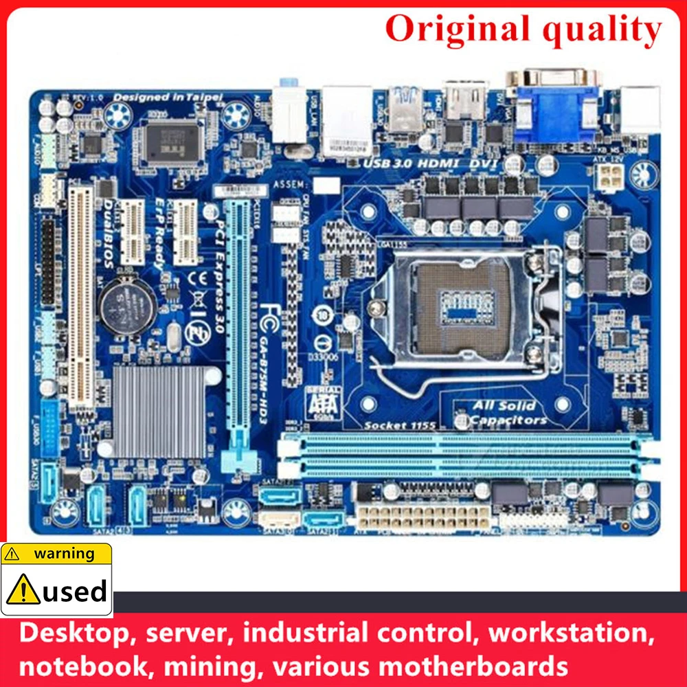 

For GA-B75M-HD3 B75M-HD3 Motherboards LGA 1155 DDR3 16GB M-ATX For Intel B75 Desktop Mainboard SATA III USB3.0