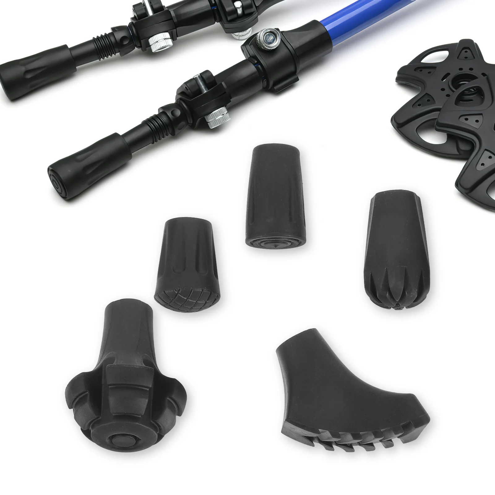 

5pcs Trekking Tips Rubber Cane Hiking Replacement Tips Walking Stick Parts Hiking Poles Anti Skid Tip Fits Most