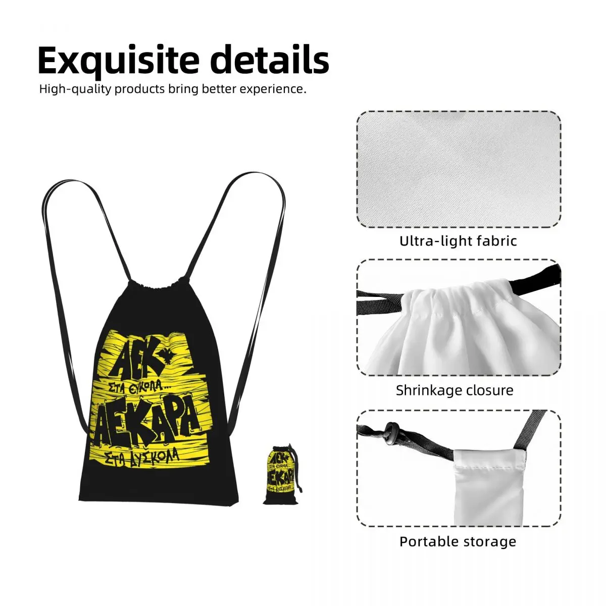AEK ATHENS Drawstring Backpack Sports Gym Bag Lightweight Foldable Storage Drawstring Bag for Men Women
