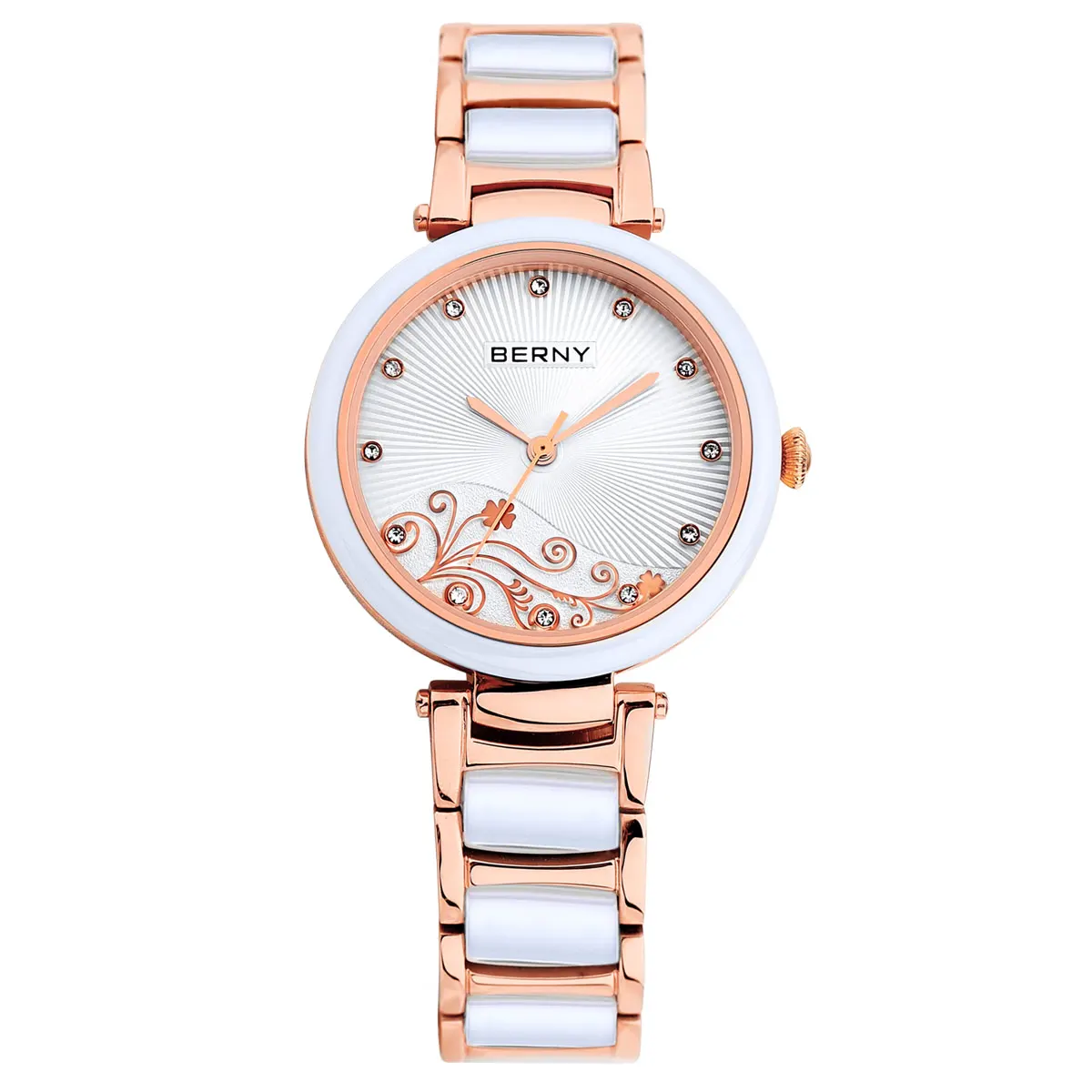 

BERNY женские кварцевые часы, роскошный керамический ремешок, элегантные женские часы Morning Glory, водонепроницаемые наручные часы Relogio Feminino Reloj