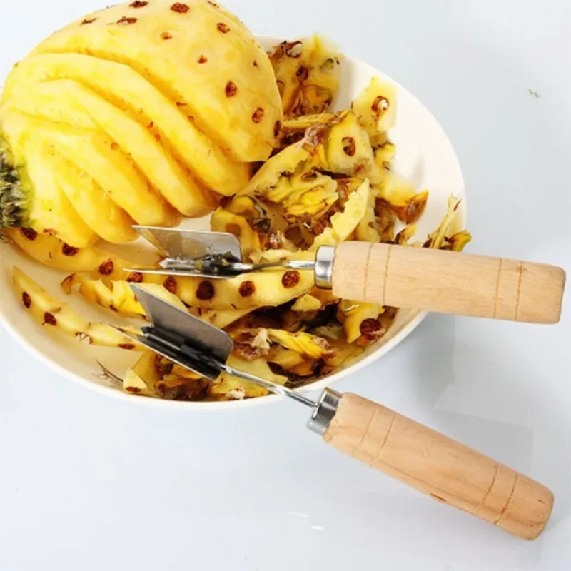 Cortador de piña en forma de V, pelador de ojos de piña de acero inoxidable, cuchillo para quitar semillas de piña, herramienta para frutas, 1 ud.