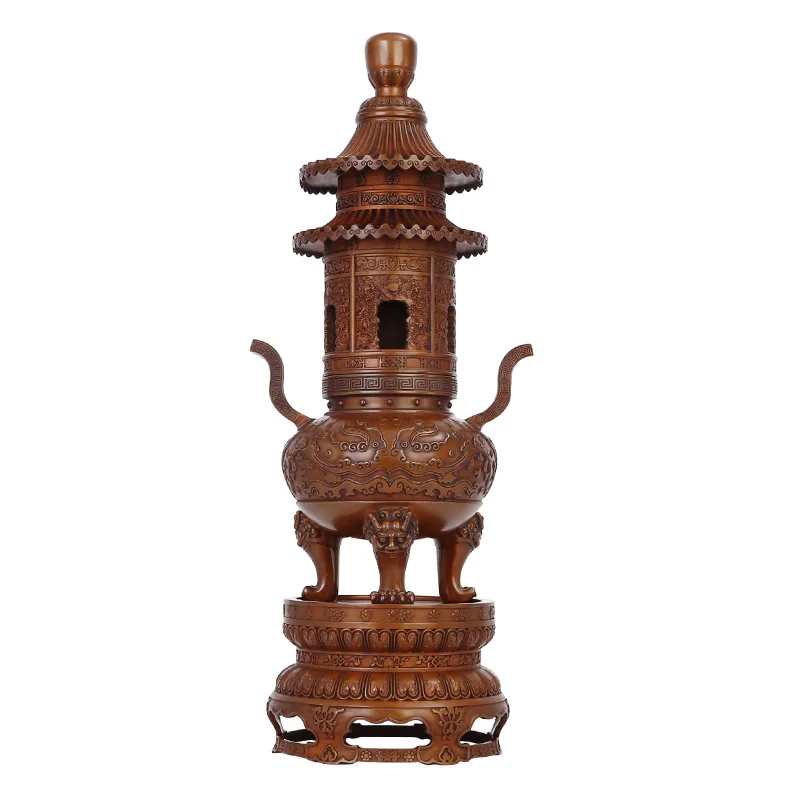 

Household ornaments Copper craft collection Jiapin incense burner pagoda gifts