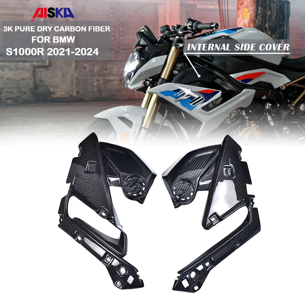 Motorcycle Lnternal Side Cover Fairing Kit Lnner Protection Panel 3K Dry Carbon Fiber For BMW S1000R S1000 R 2021 2022 2023 2024