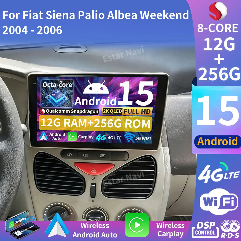 2 din android auto carplay rádio do carro multimídia para fiat siena/palio/albea/semana 1996-2004 carro android vídeo estéreo gps 2din