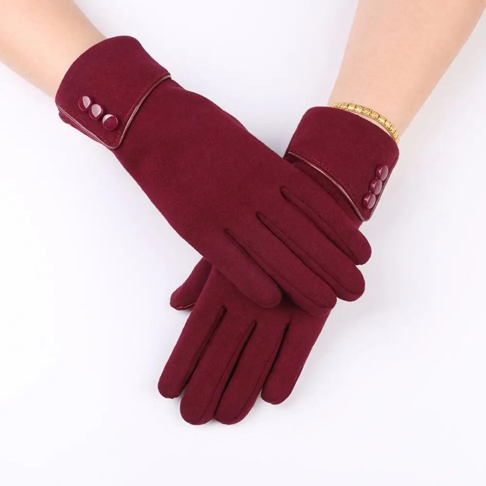 Gift Touch Screen Simple Velvet Gloves Korean Style Five Finger Full Finger Mittens Windproof Warm Cycling Driving Gloves Winter