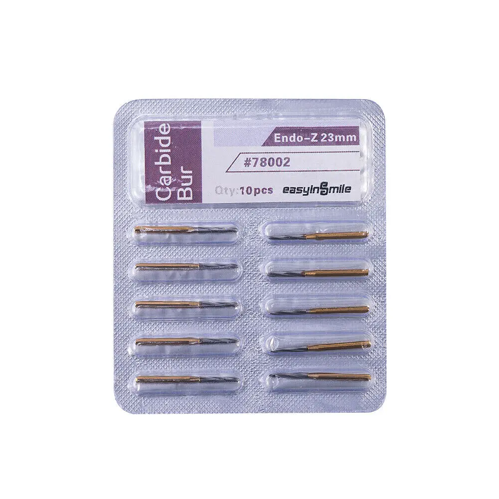 10Pcs Dental Tungsten Carbide Burs Drill Crown Metal Cutting For High Speed Handpiece Dentist Tools Endo-z (1.4*23*9)mm