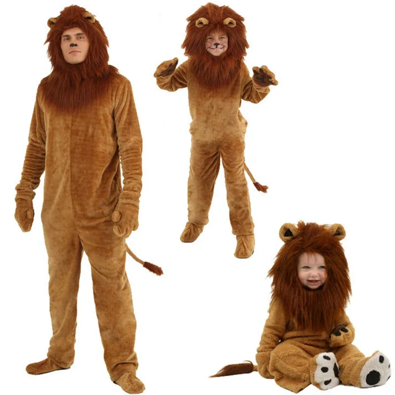 

New Cartoon Cute Lion King Cosplay Jumpsuit Adult Kids Unisex Bodysuit Party Costume Full Suit Halloween Carnival Outfit