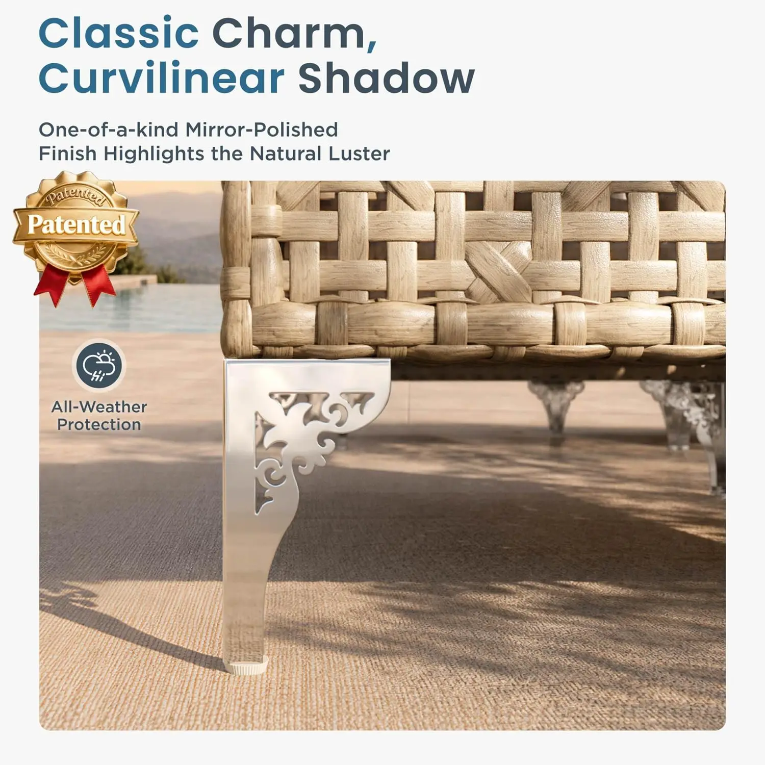 6-Seat Wicker Patio Furniture Set with Silver Finish Foot, Customized