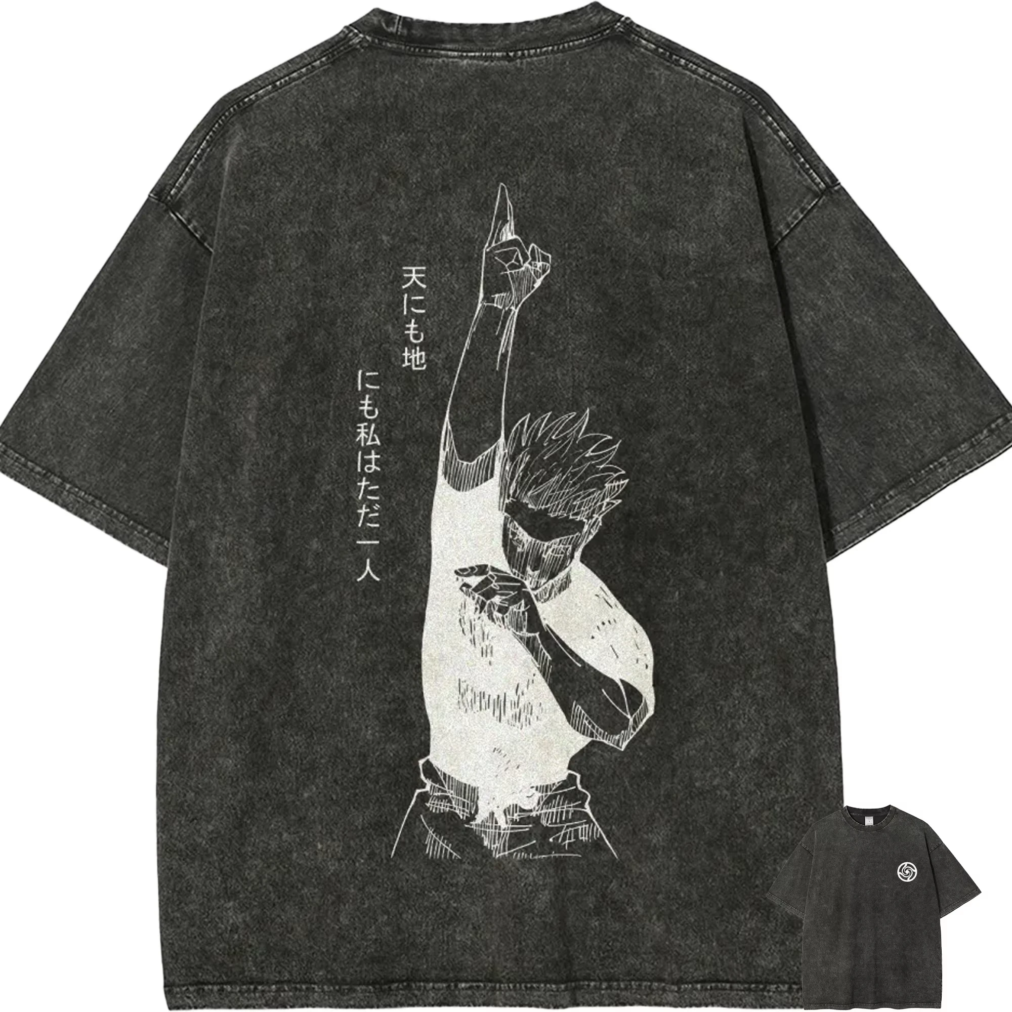 

Футболка Gojo Satoru Honored One Jujutsu Kaisen мужская винтажная с эффектом кислотной стирки, хлопковая, уличная одежда в стиле Харадзюку, аниме-топы 2026