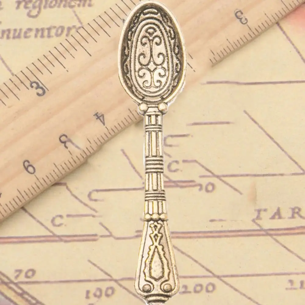 New 10Pc 10*43.5mm Mixed Alloy Antique Silver Color Spoon Charms Keychain Bracelet Pendant Accessory For DIY Jewelry Making