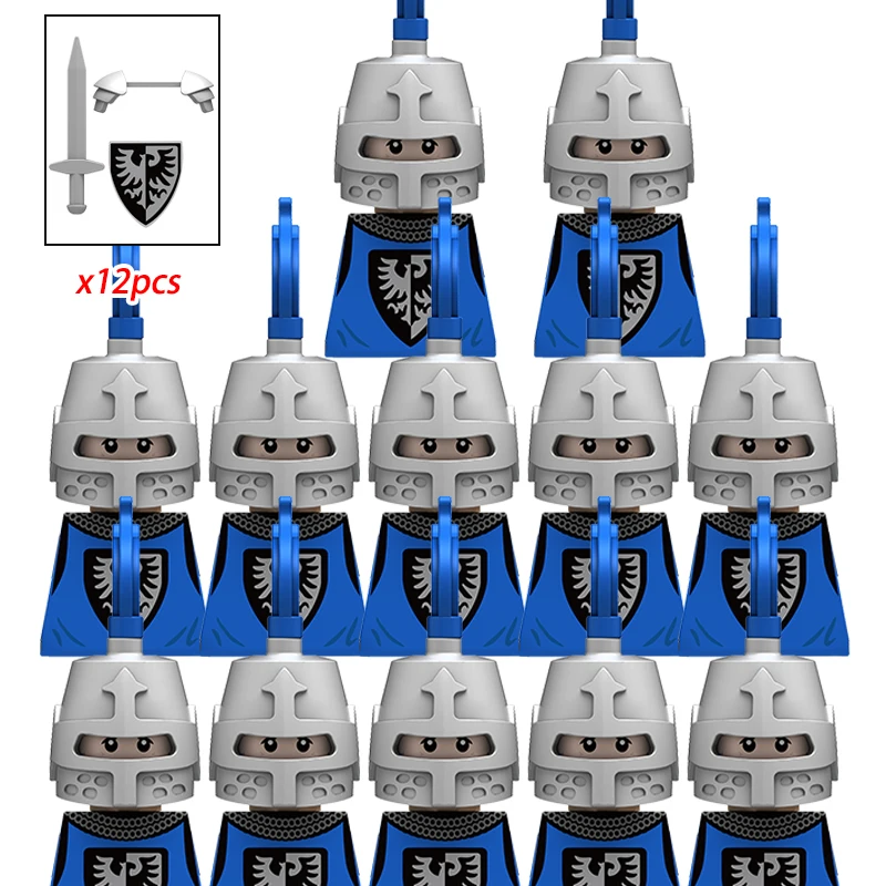 MOC Medieval Middle Ages Knights Soldiers Crusader Roman Spartan Warriors Action Figures Building Blocks Bricks kids Toys gifts