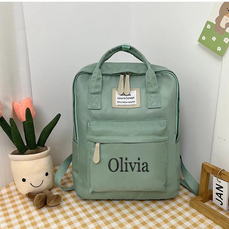 New Nylon Waterproof Large Capacity Student Backpack For Both Men And Women, Customized Name Leisure Computer Bag