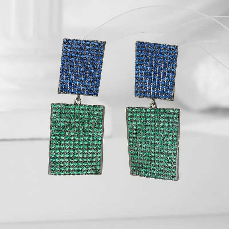 

Bilincolor Vintage Blue and Green Geometric Earring for Women