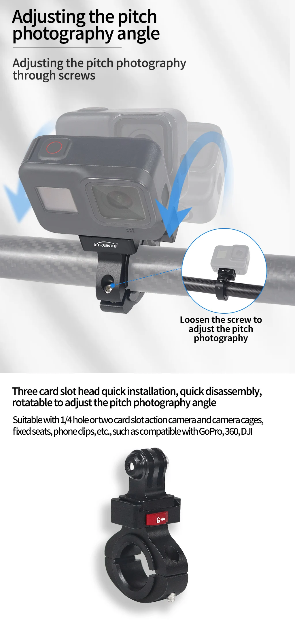 360 drehbarer Fahrrad kamera halter Schnell verschluss Split Mount Lenker klemme Motorrad halterung für Gopro Hero 13 12 11 Dji Action 4 – Detail 24