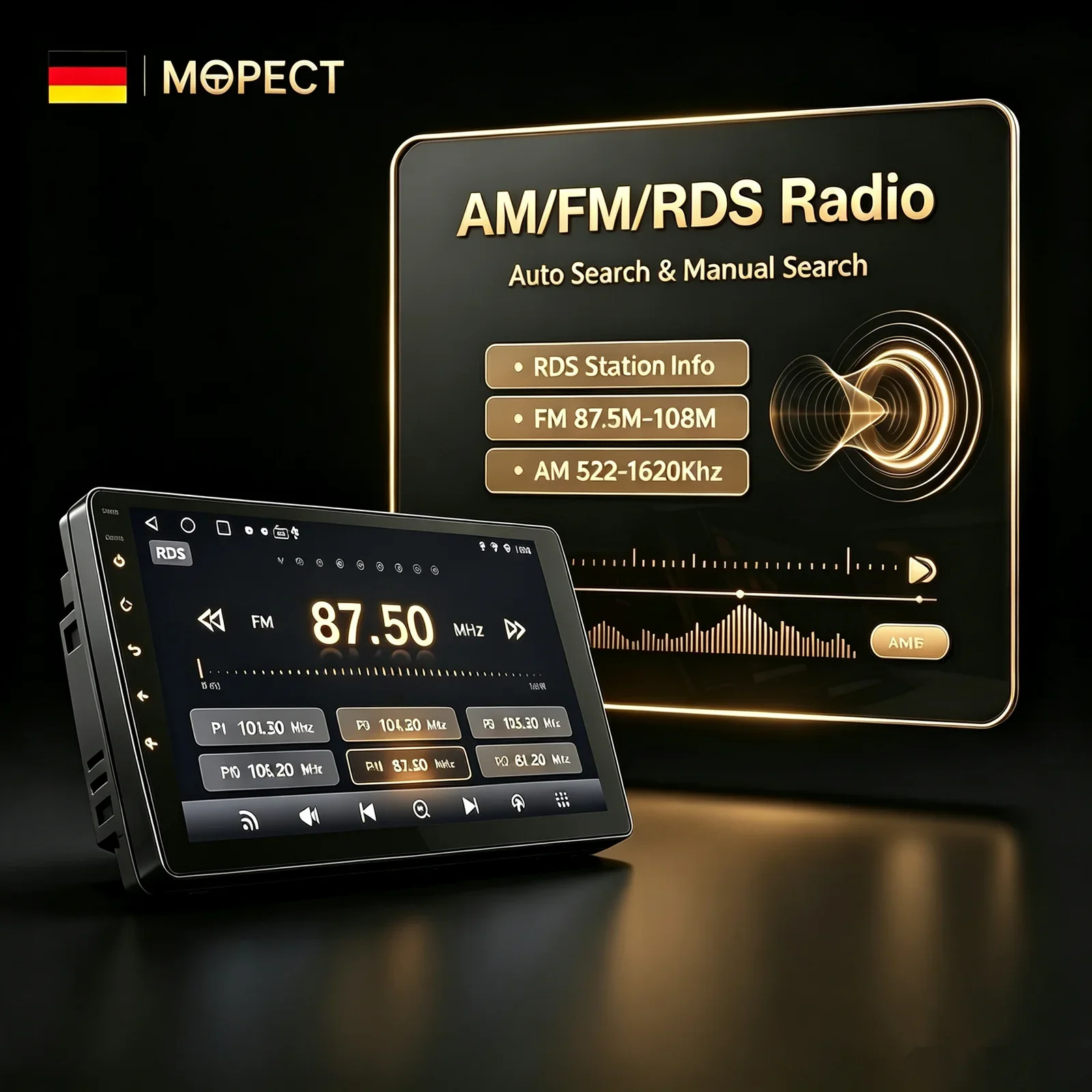 9-Zoll Android 15.0 Autoradio 4+64GB für VW Polo 6R 6C V 2009-2017 Apple CarPlay IPS Touchscreen GPS-Navigation FM/AM SWC Bluetooth – Detail 10