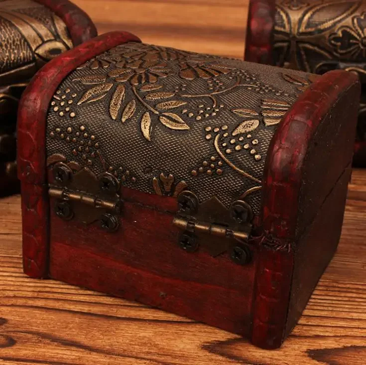 100pcs Small Vintage Trinket Boxes Wooden Jewelry Storage Box Treasure Chest Jewelry Case Home Craft Decor Randomly