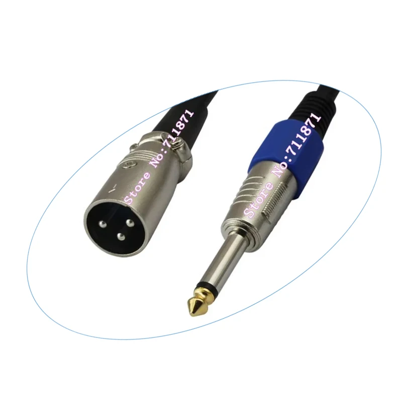짧은 TS 6.35 XLR 어댑터 케이블 라인 남성-남성 3핀 캐논 6.35mm 어댑터 라인 코드 와이어 TS 6.35 3P XLR 남성 코드 커넥터