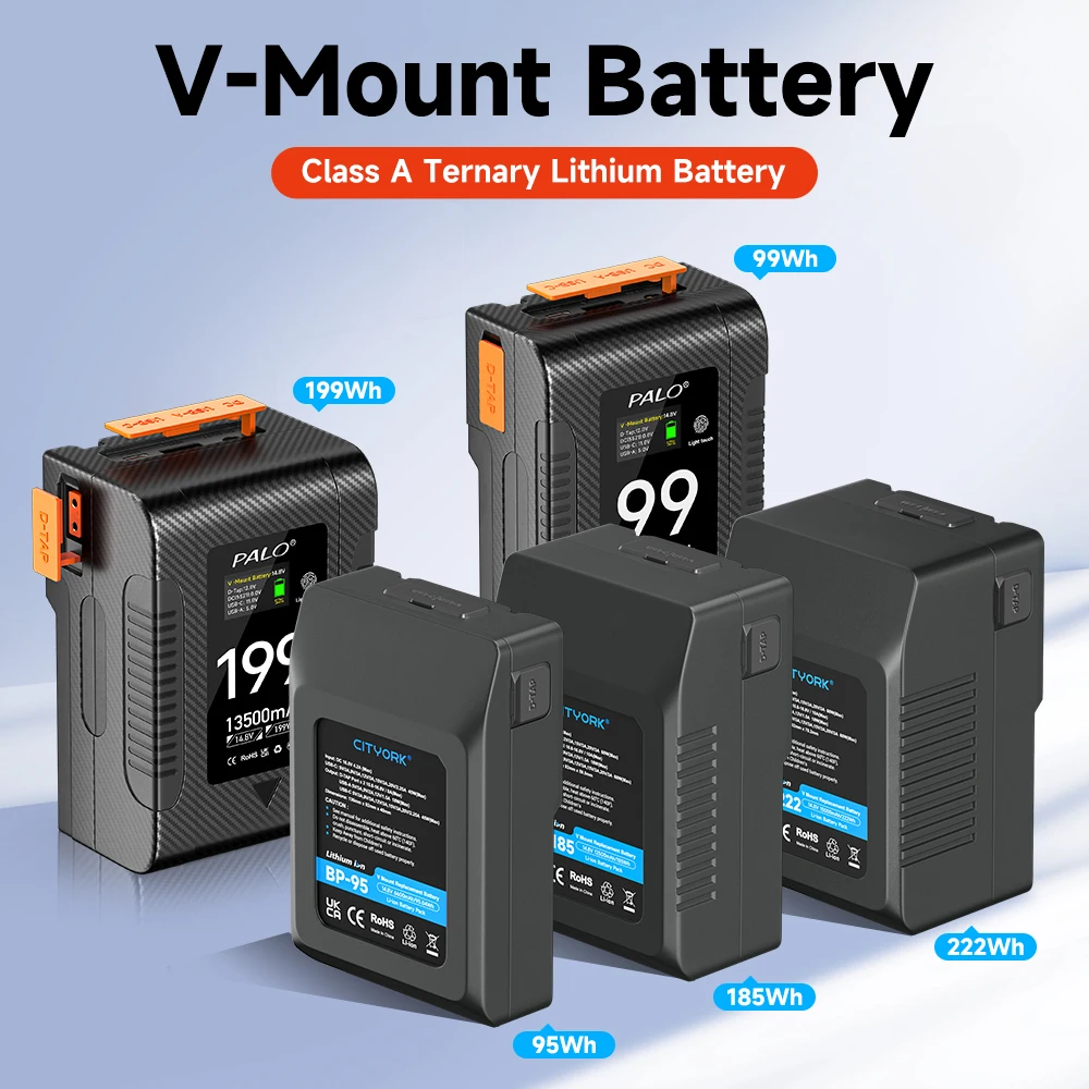 

PALO Mini V Mount V-Lock Battery BP Batteries 100W Fast Charging for Sony Camcorder Broadcast Video Light Blackmagic URSA