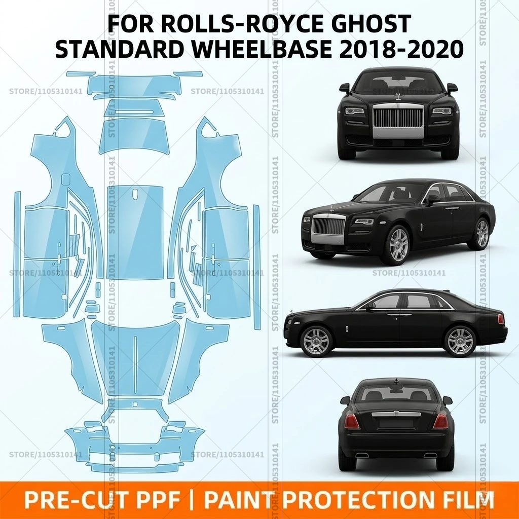 Pre-Cut Paint Protection Film PPF Transparent Bumper Protector Clear Car Film For Rolls-Royce-Ghost-Standard-Wheelbase-2018-2020