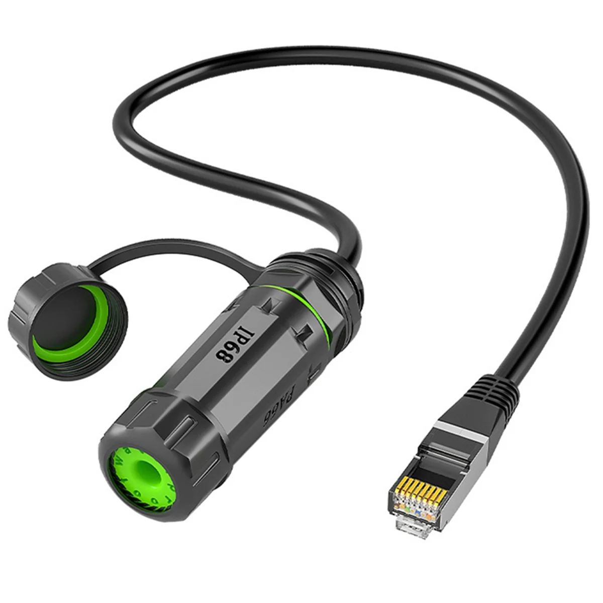 A002 IP68 مقاوم للماء M20 RJ45 محمية CAT6A أنثى لوحة جبل المقبس شبكة إيثرنت محول تمديد كابل مع كابل