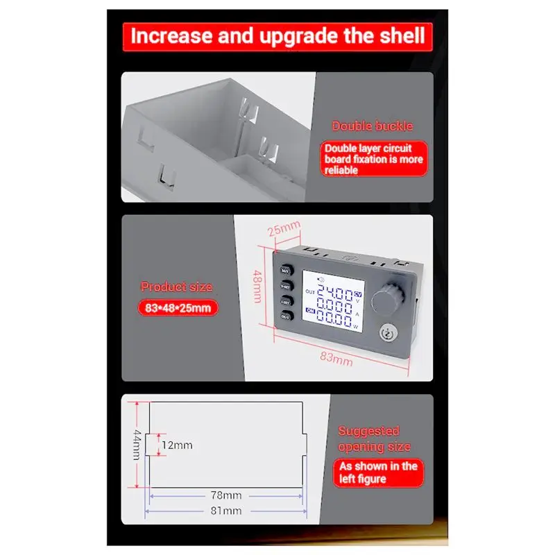 A98E-Upgraded DC Buck-Boost Converter CNC Adjustable Voltage Stabilized Power Supply 1 PCS Black