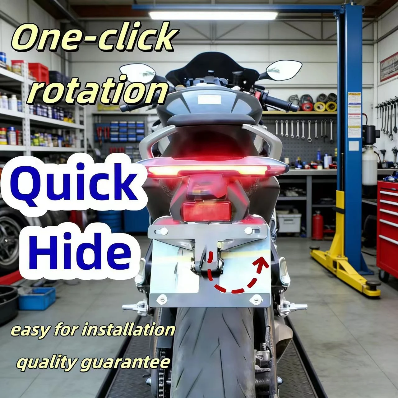 

For kawasaki ZX-4R License Plate Premium Adjustable License Plate Button Switch Effortless Contro License Plate Bracket Frame