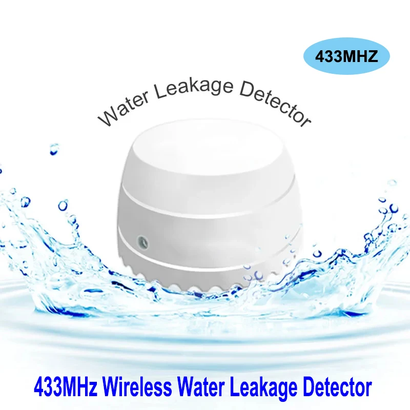 Sensor de fugas de agua inalámbrico ACJ, advertencia de desbordamiento de inundación, Detector de fugas de agua de 433MHz para sistema de alarma de seguridad para el hogar inteligente