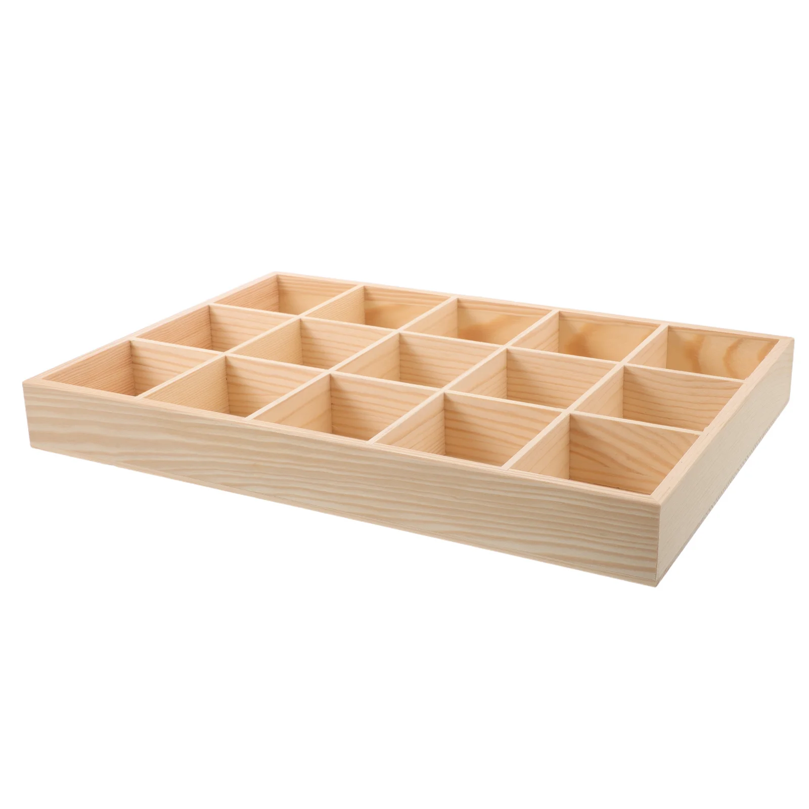 Wood Jewelry Organizer Box 15 Compartments Storage Tray for Rings Earrings Bracelets Small Parts Organizer Neat