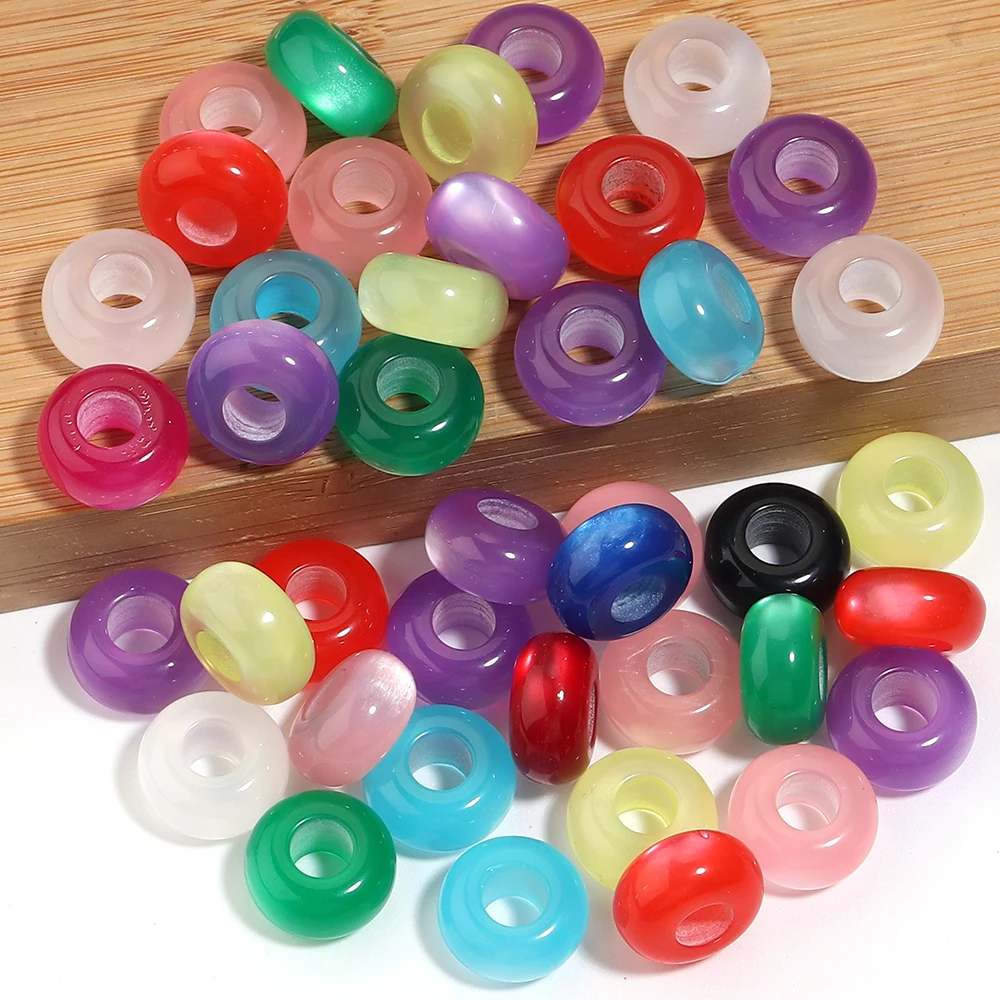 50 Stück/Lot bunte, glänzende Harz-Katzenaugenperlen mit großem Loch, lose Spacer-Perlen für die Schmuckherstellung, DIY-Halsketten, Armbänder, Zubehör – Detail 5