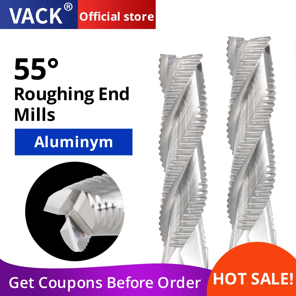 VACK Roughing End Mill HRC55 Tungsten Carbide 3 Flutes Milling Cutter for Metal Aluminum Cnc Machine Milling Tools 4mm to 20mm