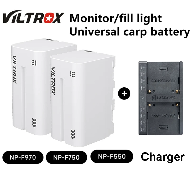 

Viltrox NP-F550 NP-F750 NP-F950 Lithium Battery with USB Dual Charger for Monitor Video Light Photographic Lamp Battery