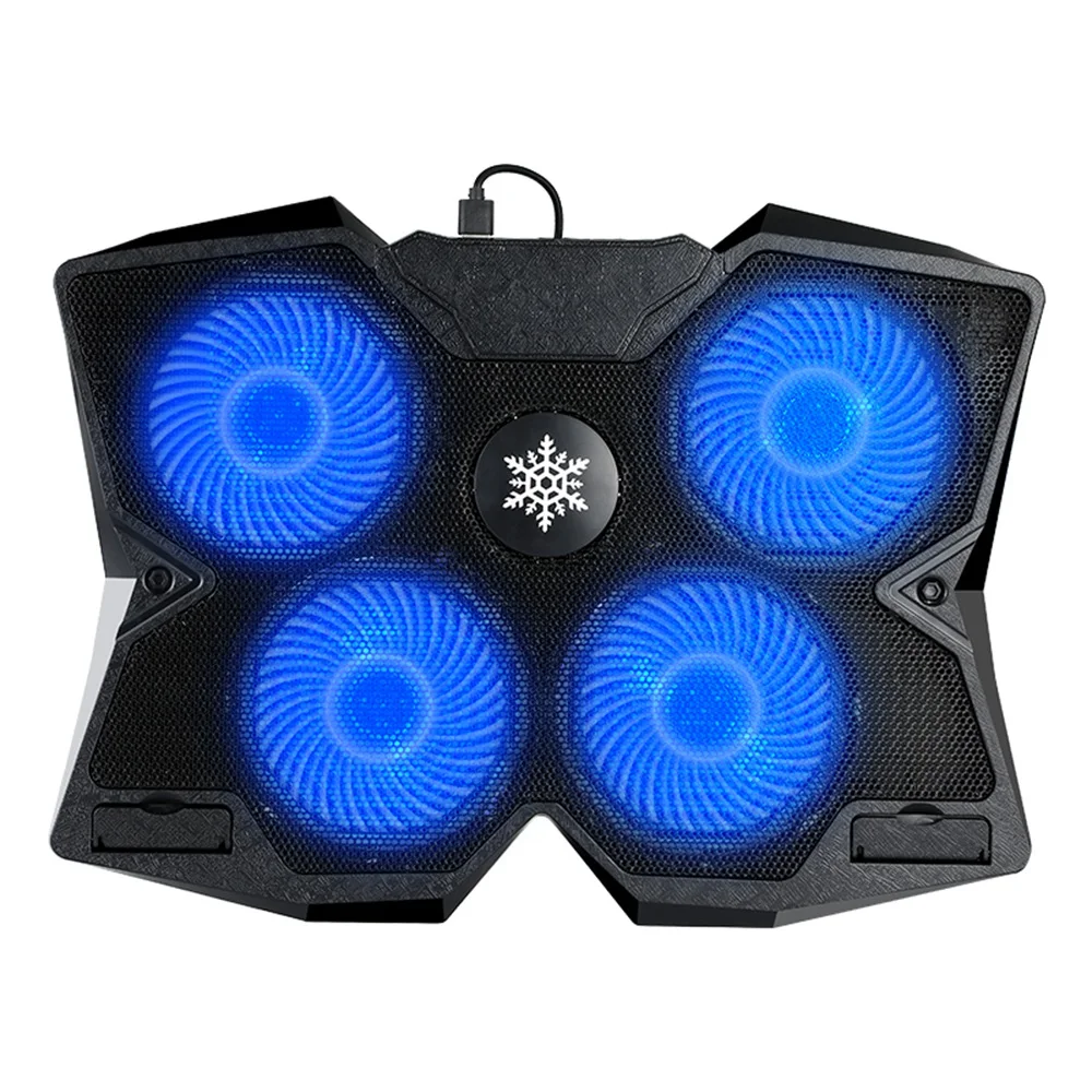 Cooling Fan Stand Mat Quiet Laptop Cool Pad Blue LED USB Notebook Cooler with 4 Fans for Laptop