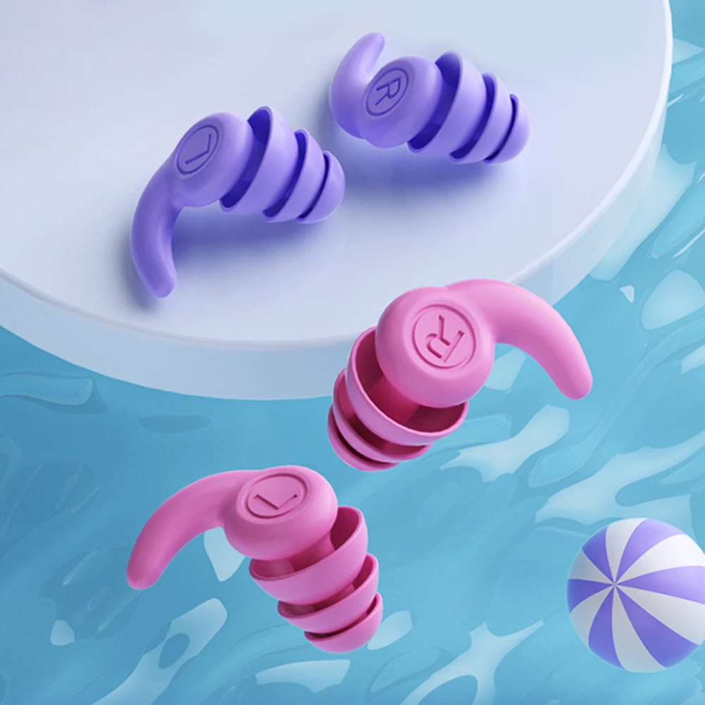 1 Pair Silicone Earplugs Sound Insulation Canceling Noise 3 Layers Sleep Noise Ear Plug Lightweight Portable for Sports Swimming