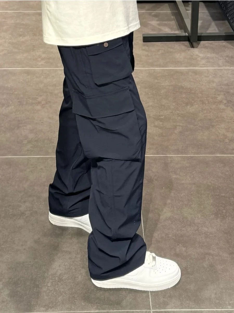 

American Sle Men's Workwear Pants Deep Blue Large ket High Street Slimming Trendy Loose Straight Leg Casual Trousers