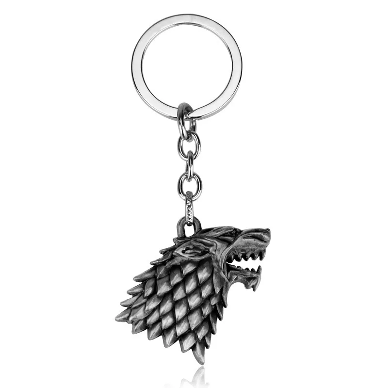 House Targaryen Badge Keychain Wolf Head Drodon Rhaegal Blood Dragon Stark Family Winterfell Hollow Pendant Gift Trinket