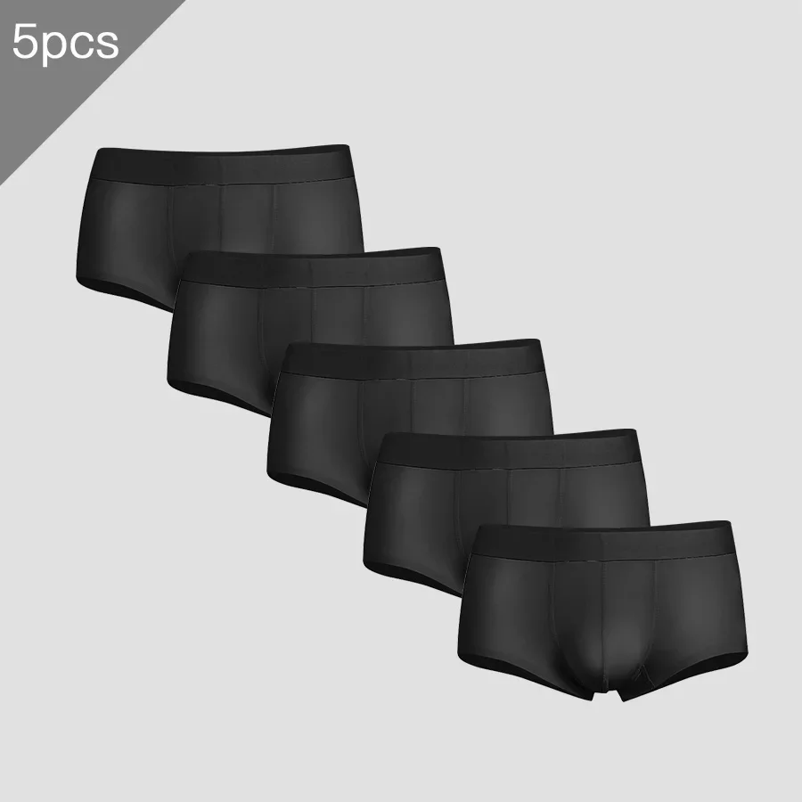 

Мужское нижнее белье, 5 шт., мужские трусы, летние ультратонкие бесшовные шорты из ледяного шелка, мужские прозрачные шорты