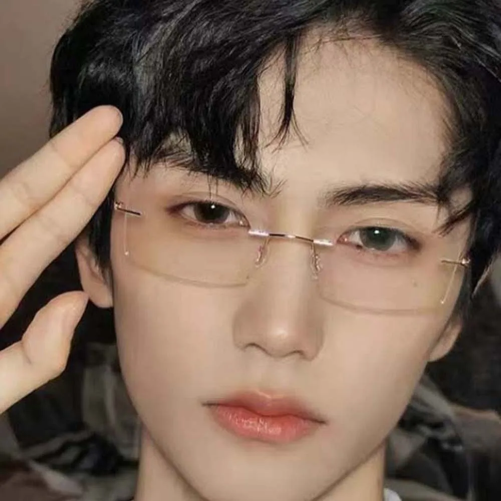 

Office Alloy Frameless Reading Glasses PC Resin Elderly Reading Eyewear Decorative Waterproof Anti Blu-ray Eyewear Watch Movie