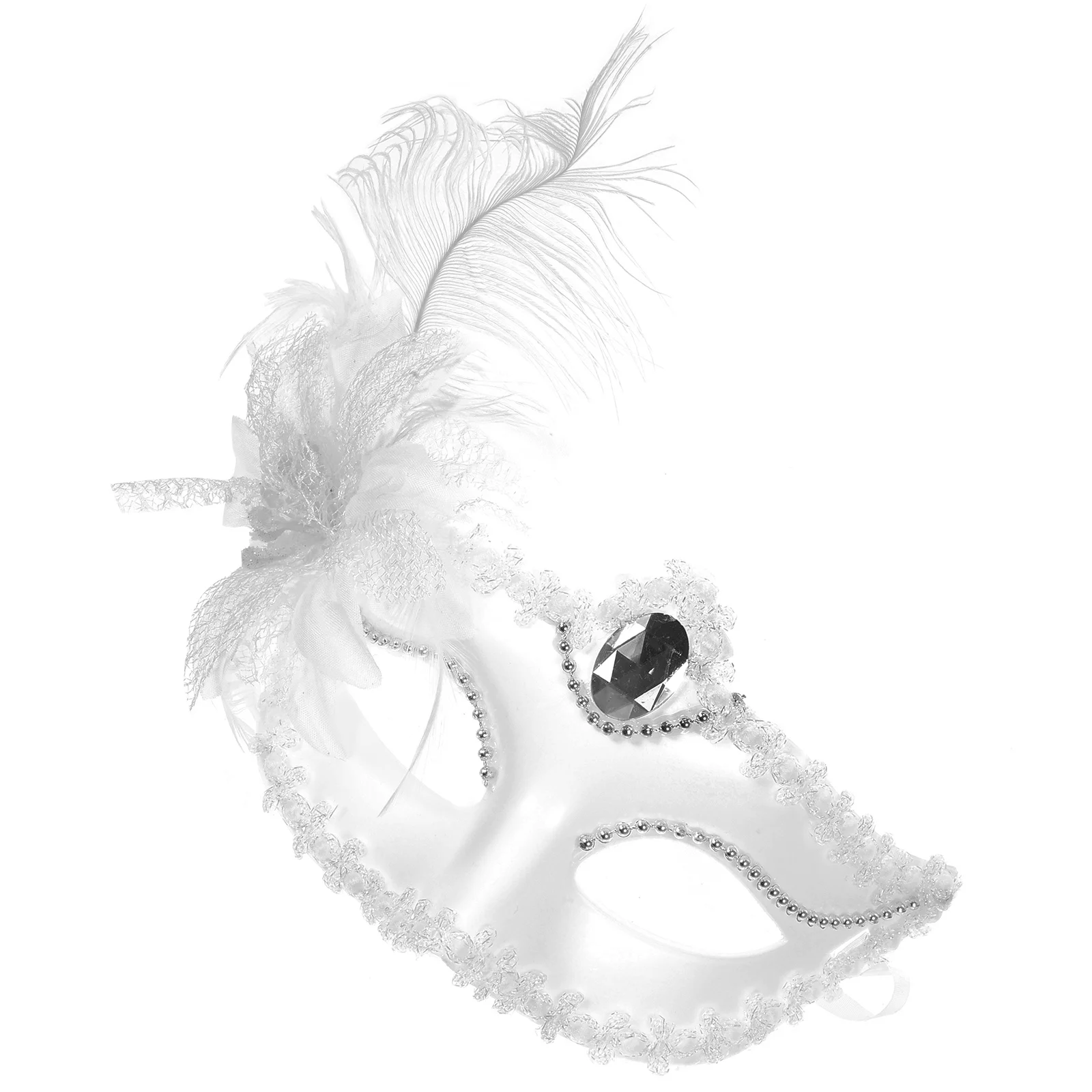 

1 Piece Half Face Mask Lace Plume Design Masquerade for Halloween Costume Party Carnival Ball Cosplay Photography