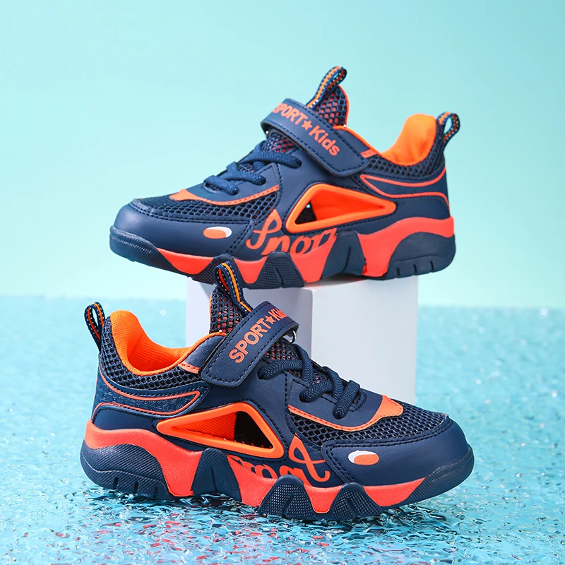 

Пара детских четырехсезонных сетчатых спортивных туфель, крутая, дышащая, удобная повседневная обувь, размер 28-40, CD-1984