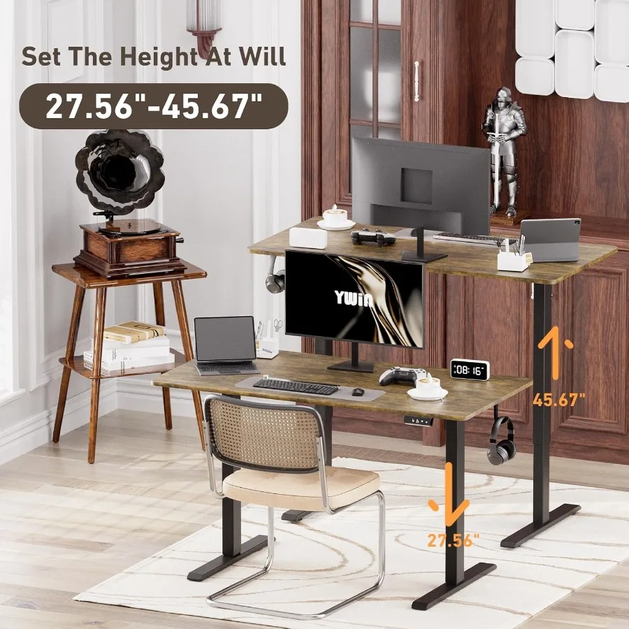 مكتب قائم كهربائي قابل للتعديل مع عجلات مقاس 55 × 24 بوصة مكتب قائم مريح لمحطة عمل المكتب المنزلي مثالي f