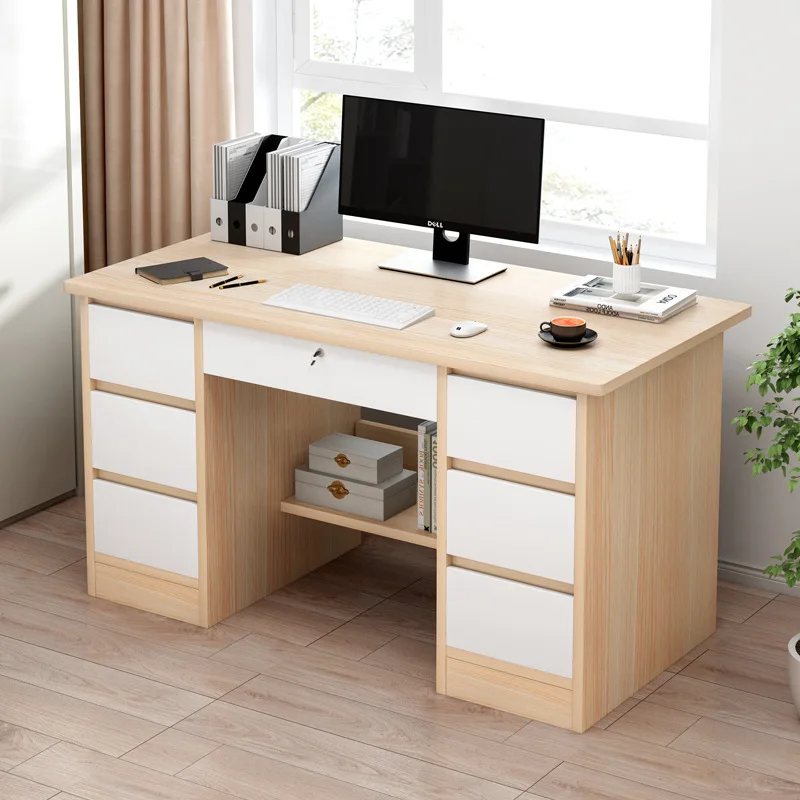 

！@Simple Modern Desk Home Student Bedroom Writing Desk Office Employee Single Computer Desk with Storage Drawer