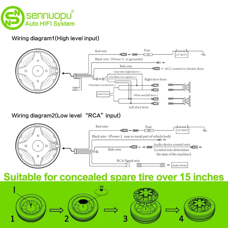 Sennuopu Car Woofer Subwoofers Spare Tire 10 inches Subwoofer for Car Music System