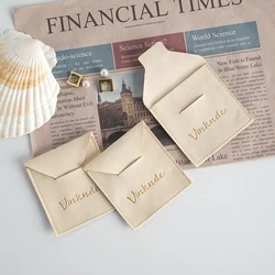 100-Pack Bulk Customize Logo Velvet Jewelry Pouches Wedding Christmas Party Packaging Microfiber Envelope Ring Holder Gift Bags