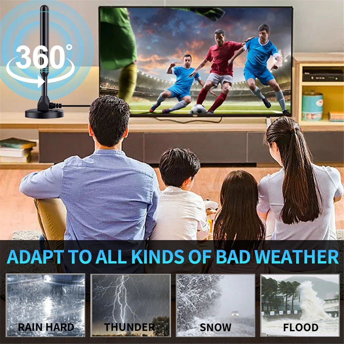 Column High-Definition Digital TV Antenna Indoor and Outdoor Universal Amplifier with Switch Adjustable UHF TV Antenna