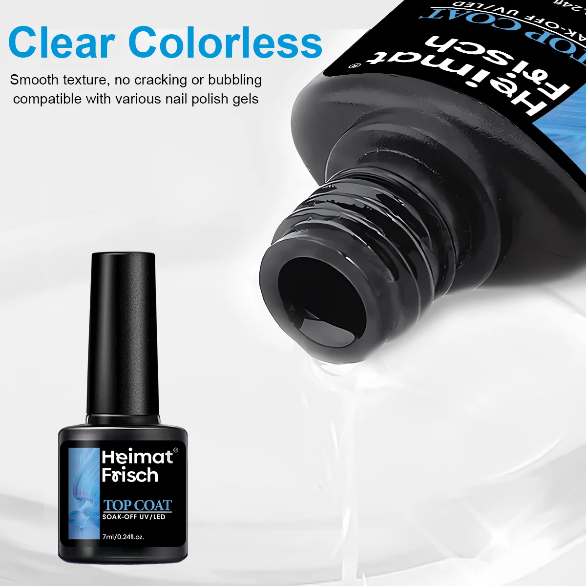 ハイマート フリッシュ 1/3 ボトル ベースジェル + トップジェル + マットトップジェル – 多機能ジェルネイルポリッシュ（ベースコートとトップコートを1つずつ付属）