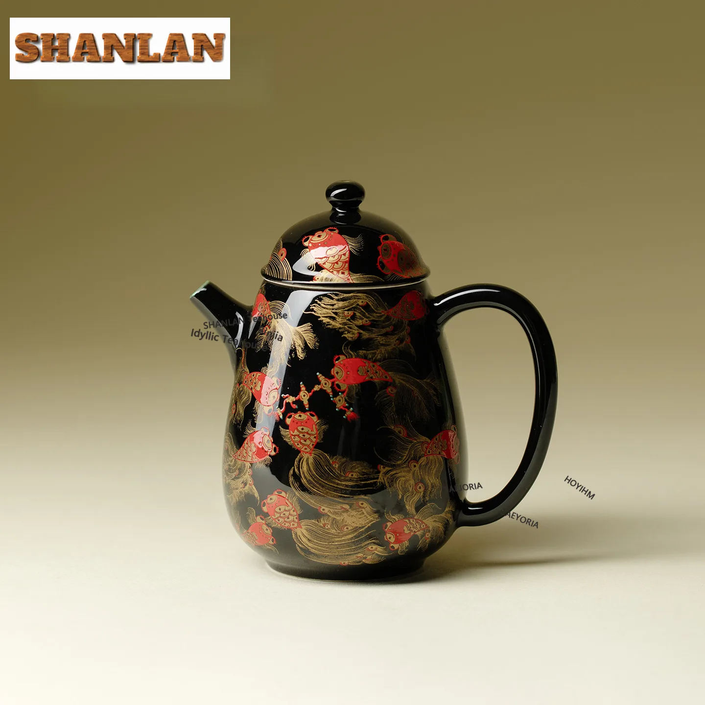 HOYIHM 190ml Fish Leaping Treasure Teapot Vintage Tea Infuser Pot Tea Maker Kettle with Strainer Chinese Tea Cafes Supplies Gift