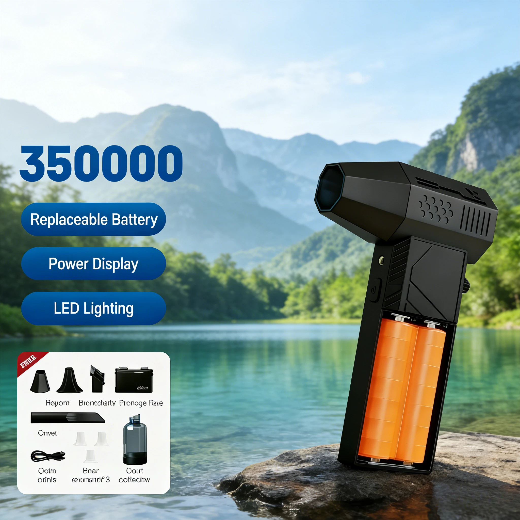 

C6 Mini 350000RPM Pulse Air Blower | Brushless Motor LED Light Rechargeable Battery Display