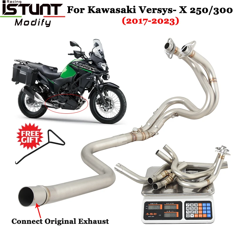 

Motorcycle Exhaust Escape For Kawasaki Versys- X 250 300 Tourer Versys X250 X300 2017 2018-2023 Front Link Pipe Original Muffler