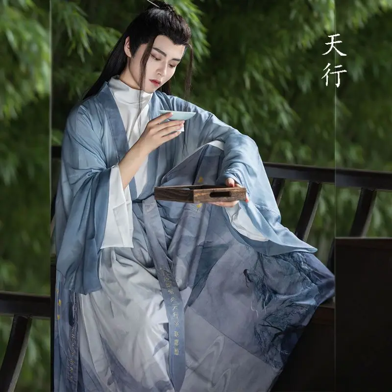 

Hanfu high quality printing Chinese traditional style men's youth robe daily activities Song Wei Jin dynasty dynasty spring