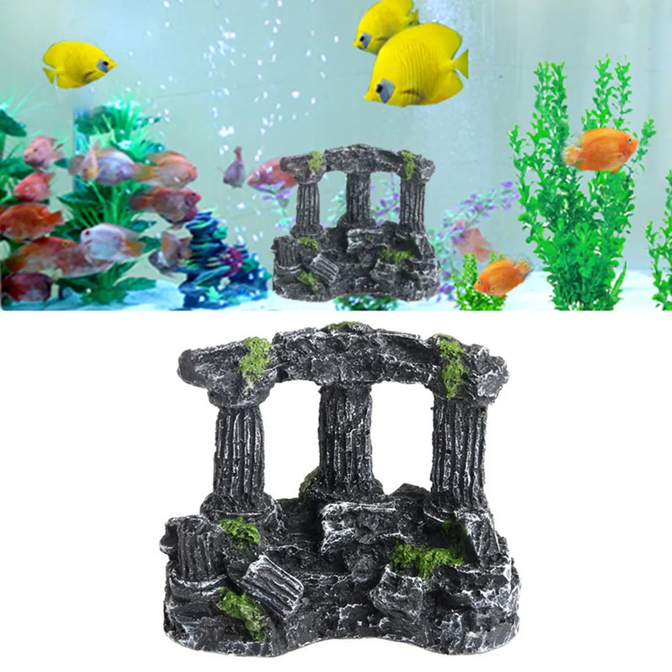 NONOR  Aquarium Fish Tank Stone Decoration Artificial Roman Column Ruins Castle Ornaments Decor Accessories декор для аквариума